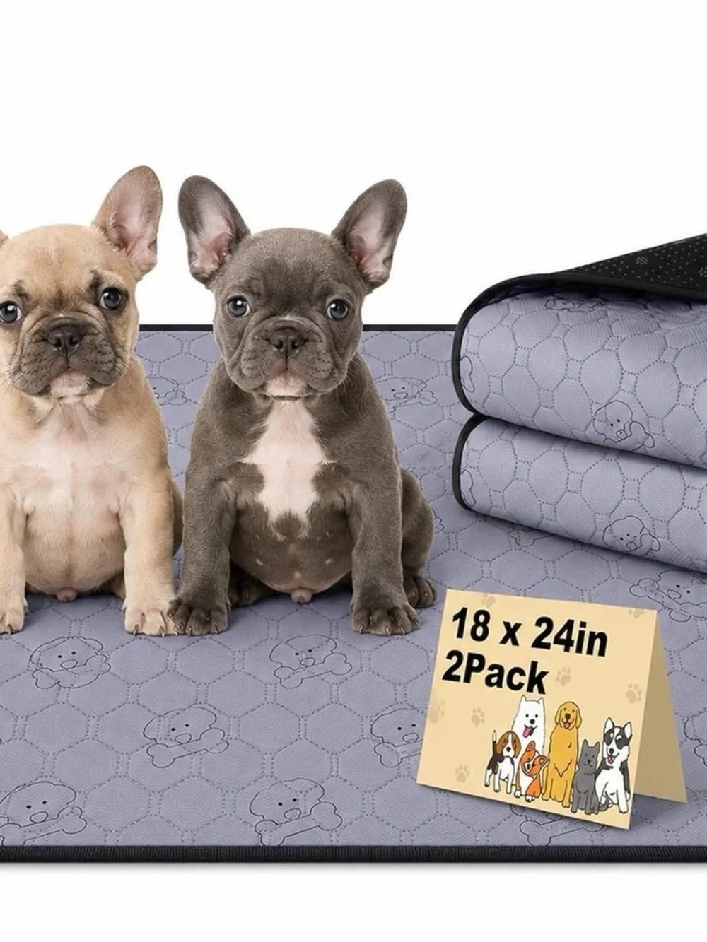 Pet Training Pads - Reusable Gray Puppy Mat (2 Pack)